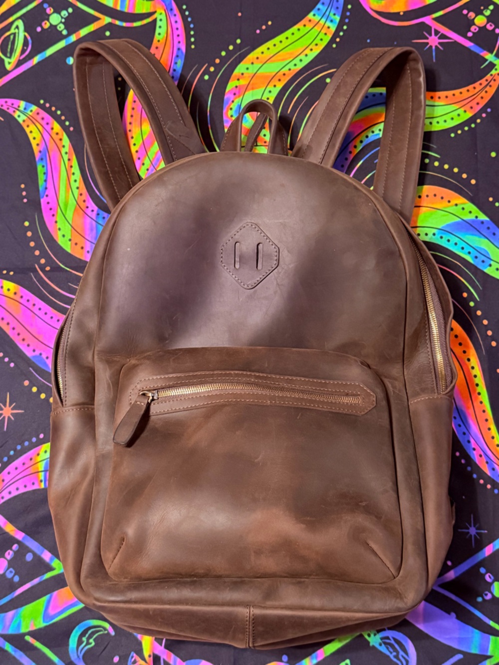 Brown Leather Men's Backpack - Classic Everyday Carry, Solid Made Leather Bag